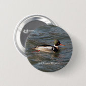 Rode Borst Merganser-toets Ronde Button 5,7 Cm (Voorkant /achterkant)