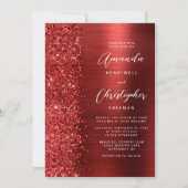 Rode Borstel Metaal Glitter Script Trouw Kaart (Voorkant)