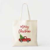 Rode Borstel Script Rode Vrachtwagen Kerstboom Tote Bag (Voorkant)