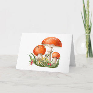 Rode Bos Wilde Paddenstoelen Waterverf Natuur Kaart