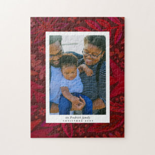 Rode botanische Lijst Vakantie Foto Gift Puzzle Legpuzzel