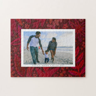 Rode botanische Lijst Vakantie Foto Gift Puzzle Legpuzzel