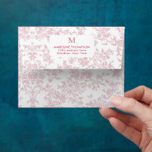Rode botanische toile monogram adres