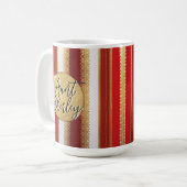 Rode Bougie Stripes gepersonaliseerde koffie Mok (Voorkant links)