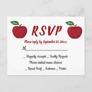 Rode Bourgogne Appel RSVP Trouwfeest Landelijk Her Uitnodiging Briefkaart