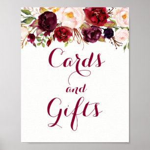 Rode Bourgogne Bloemkaarten en Cadeaus Trouwposter Poster
