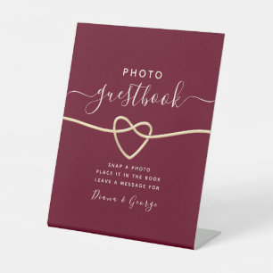 Rode Bourgogne Trouwfoto Gastboek Reclamebord Met Voetstuk