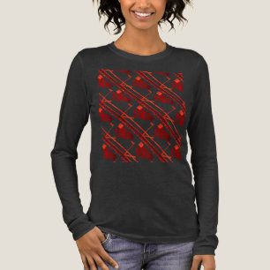 Rode Bourgondische schuine Abstracte Tegels Patroo Tri-Blend Shirt