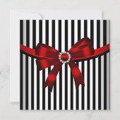 Rode Bow Black White Stripe Birthday Party (3) Kaart (Voorkant)