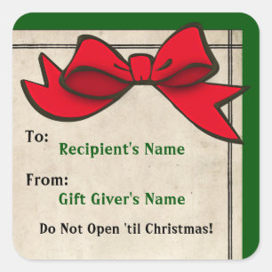 Rode Bow (gepersonaliseerd) aan-van Kerst sticker