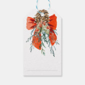 Rode Bow Juniper en Suikerkeien Zure kerst Cadeaulabel (Achterkant)