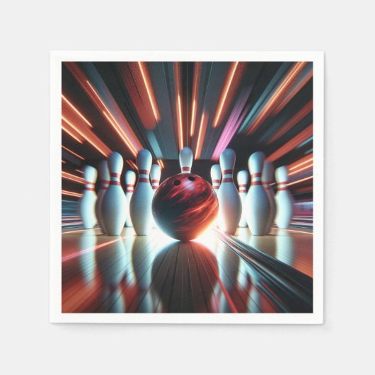 Rode Bowling Bal en Spelden Servet (Voorkant)