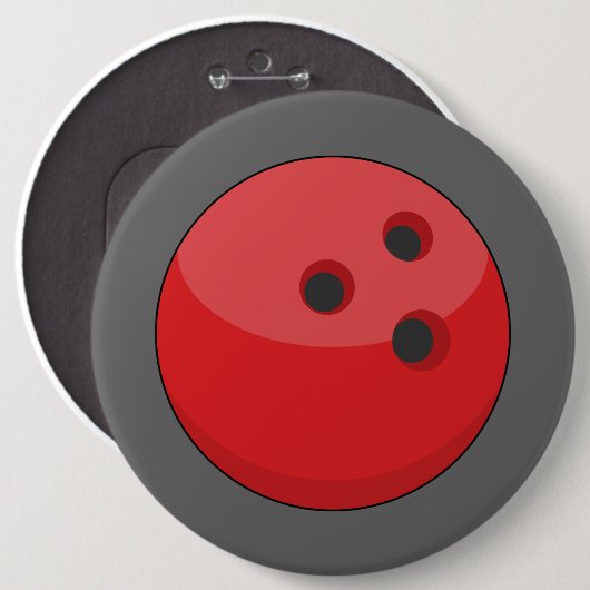 Rode bowlingbal ronde button 6,0 cm (Voorkant /achterkant)