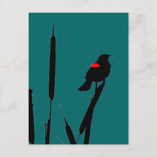 Rode bramen en kattenstaarten briefkaart