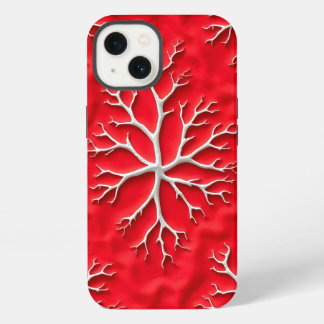 Rode Branch Art iPhone Hoes met Reliëf Design 13 Hoesje