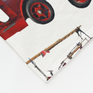 Rode  brandblusmotor met ladderpatroon, fleece deken