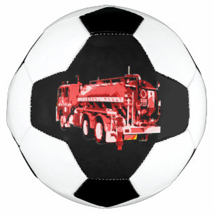 rode brandmotor olieverf, voetbal