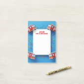 Rode brandweerauto's gepersonaliseerde Mitzwah Post-it® Notes (Op bureau)