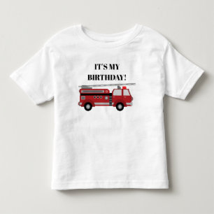 Rode brandweerwagen Het is mijn verjaardag geperso Kinder Shirts