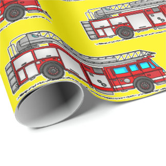 Rode brandweerwagen, verjaardagscadeauverpakking v cadeaupapier