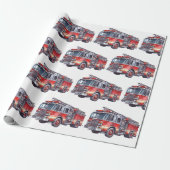 Rode brandweerwagen's cadeaupapier (Uitgerold)