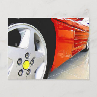 Rode briefkaart voor sportauto's