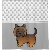 Rode Brindle Cairn Terrier Hond & Poot Patroon Gri Douchegordijn (Voorkant)