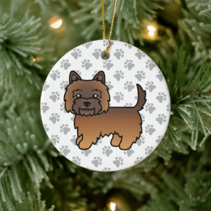 Rode brindle Cairn Terrier Schattige Cartoon Hond Keramisch Ornament