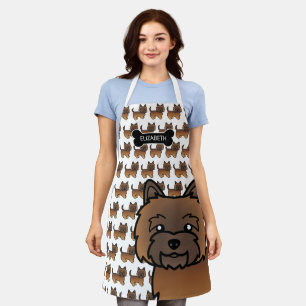 Rode Brindle Cairn Terrier Schattige Cartoonhond & Schort