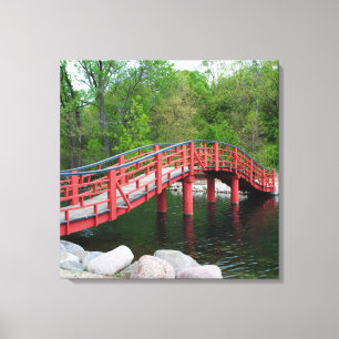 Rode Brug Over Water Canvas Afdruk