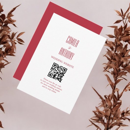 Rode bruiloft informatiekaartje