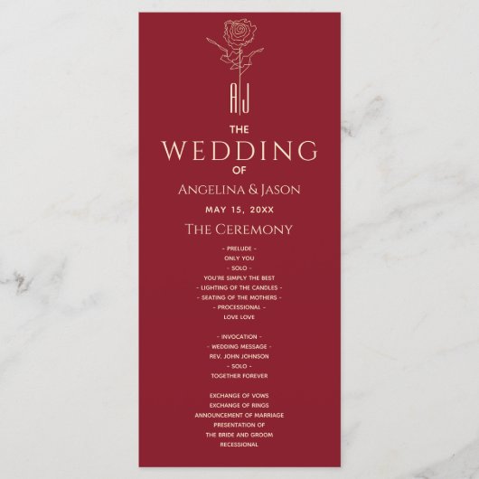 Rode bruiloft programma (Voorkant)