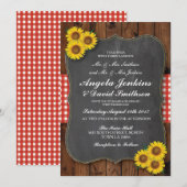 Rode bruiloft Rustieke Zonnebloem Hout Chalk Uitno Kaart (Voorkant / Achterkant)