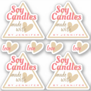  rode bruin gemaakt met liefdeshartskaarsen sticker