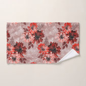 Rode, bruine bloemen. bad handdoek (Handdoek)