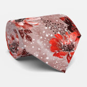 Rode, bruine bloemen. stropdas (Opgerold)