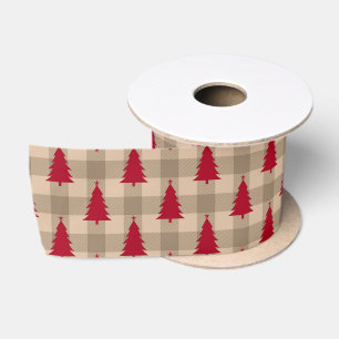Rode bruine tan buffelplaid rustieke kerst lint