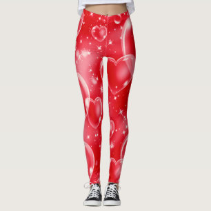 Rode Bubbel Hartjes Schattig Meisjesachtig 90's Leggings