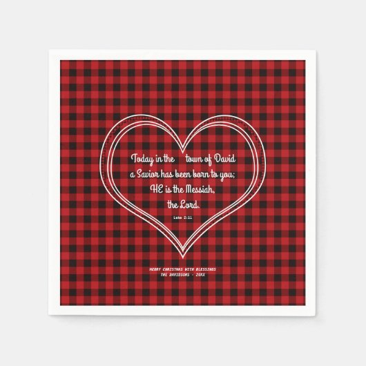 Rode Buffalo Bijbeltekst Kerstmis in landelijke st Servet (Voorkant)