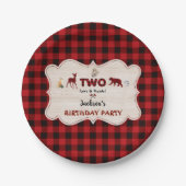 Rode Buffalo Bosdieren Jongen 2e Verjaardag Papieren Bordje (Voorkant)