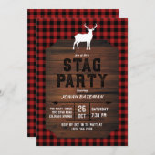 Rode Buffalo Check & Herten Jacht Feest Kaart (Voorkant / Achterkant)