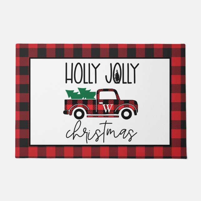 Rode Buffalo  drift- en boommonogram Deurmat (Voorkant)