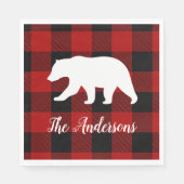 Rode Buffalo geruite beer | Persoonlijke naam cade Servet (Voorkant)