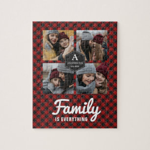 Rode Buffalo geruite houtvester familie foto colla Legpuzzel