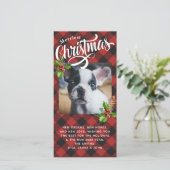 Rode Buffalo geruite kerstfoto kaart (Staand voorkant)