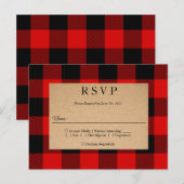 Rode Buffalo geruite vintage ambachtelijke uitnodi Uitnodiging Briefkaart (Voorkant / Achterkant)