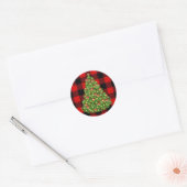 Rode Buffalo kerstboom Ronde Sticker (Envelop)