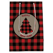 Rode Buffalo met kerstboom Medium Cadeauzakje (Achterkant)