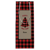 Rode Buffalo met kerstboom Wijn Cadeautas (Achterkant)