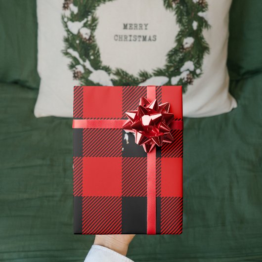 Rode Buffalo met kerstmis Cadeaupapier